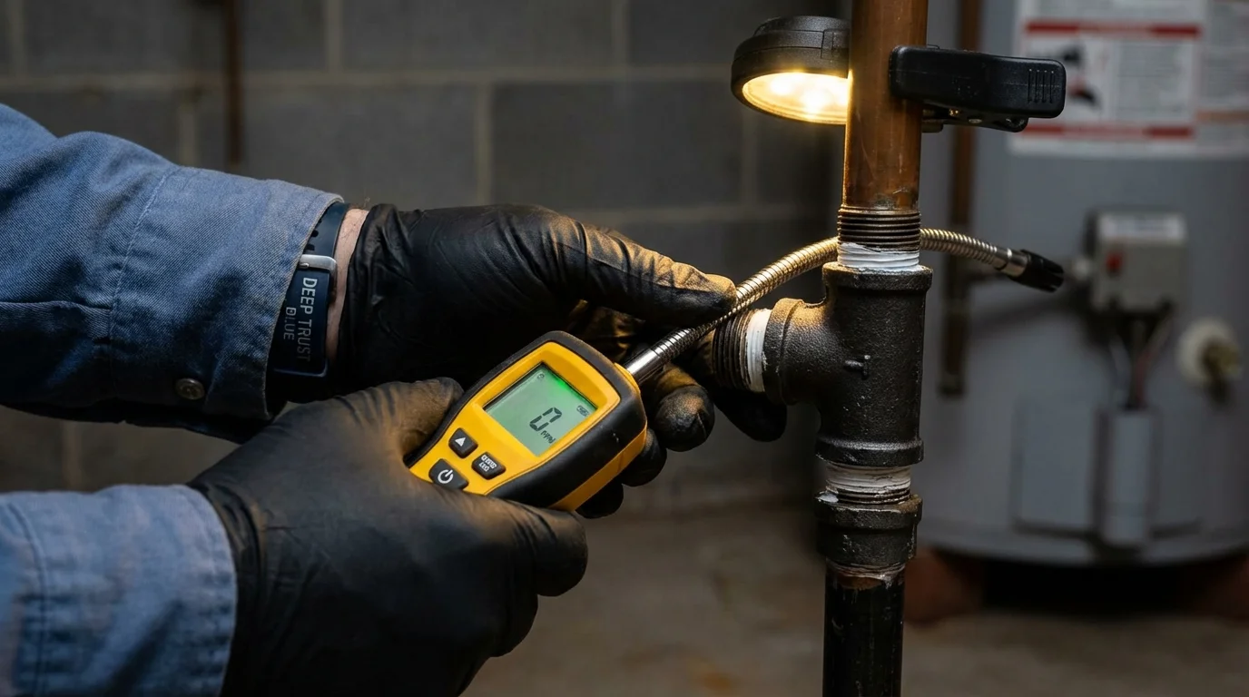 Gas leak detection with electronic sniffer by Johns Plumbing LLC in Lorena