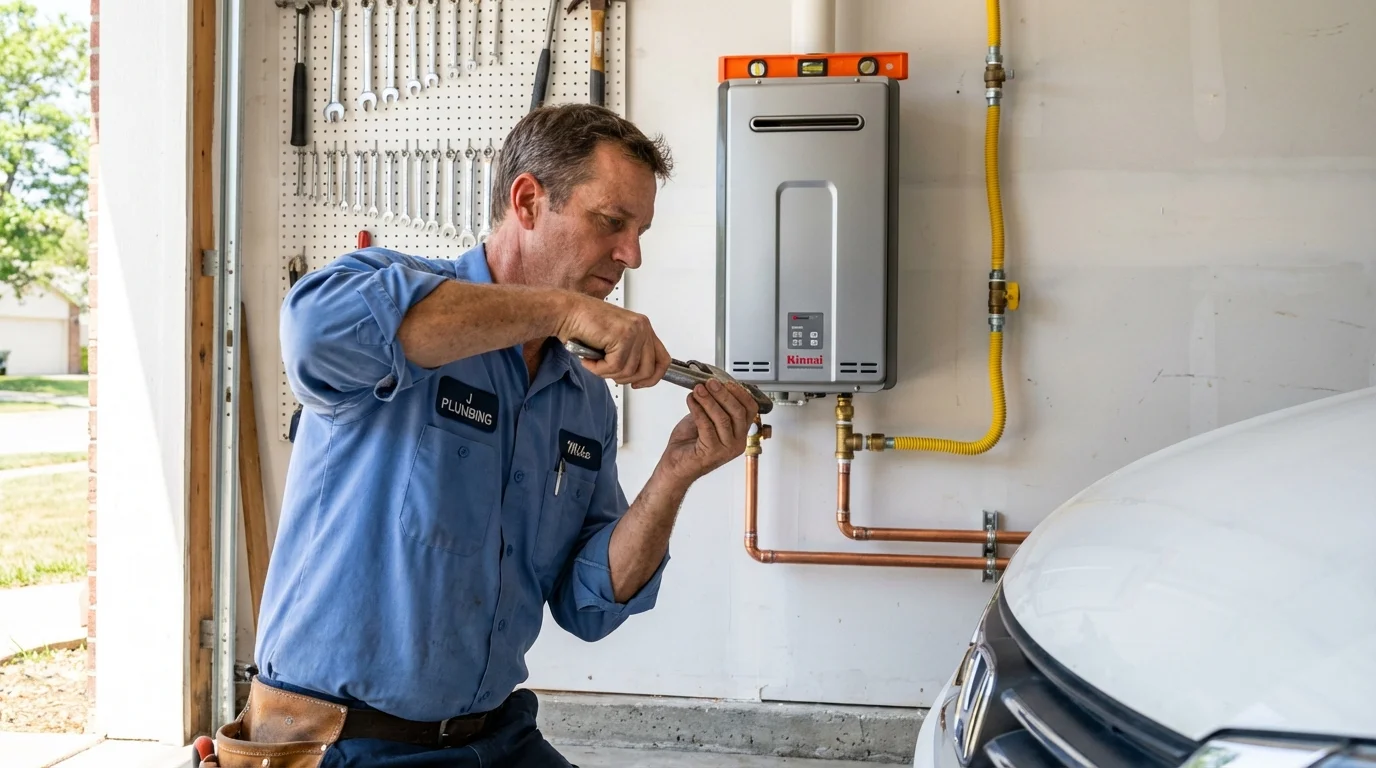 Tankless water heater installation by a Johns Plumbing LLC plumber in Lorena